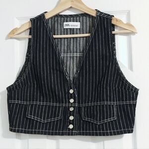 Zara Cropped Denim Vest